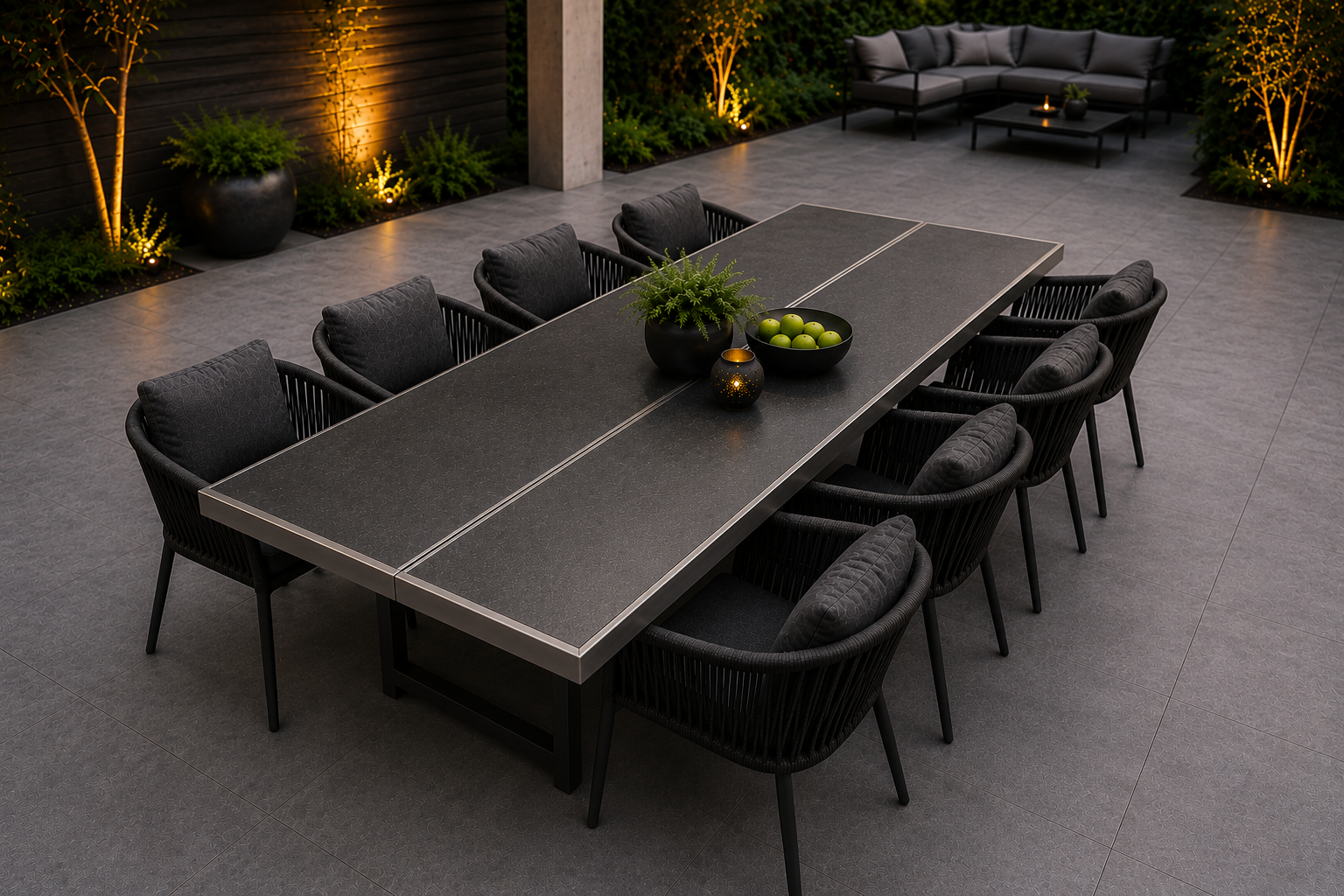 Glass Glazed Black Basalt Table