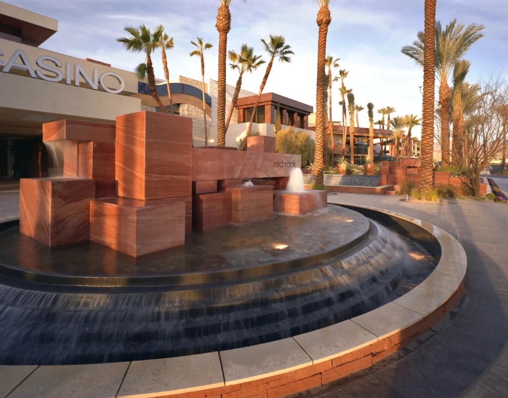 Las Vegas Rock Desert Blend natural meta quartzite water feature at Red Rock Casino in Las Vegas, Nevada.