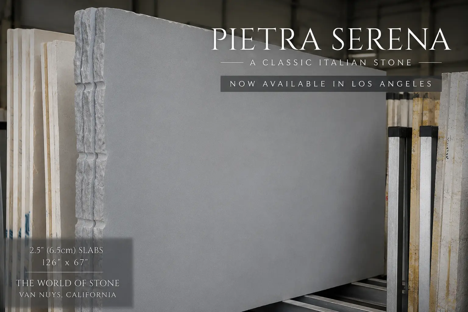 Pietra Serena Italian sandstone slabs available in Los Angeles at The World of Stone