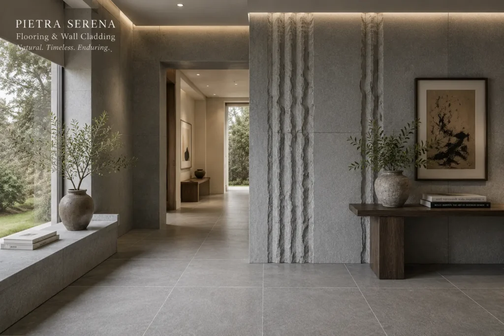 Pietra Serena flooring and wall cladding in a contemporary luxury interior