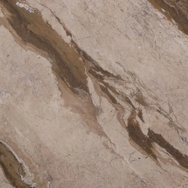 Breccia Fantastica marble with warm beige tones and dramatic brown veining